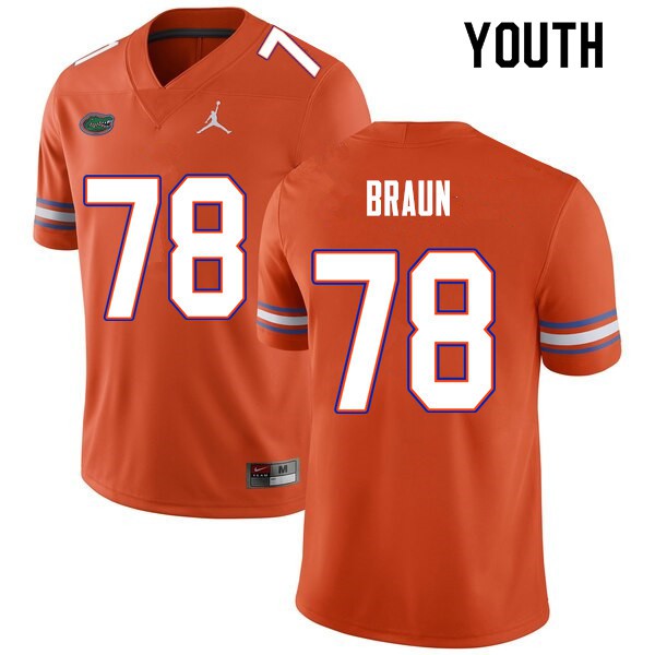 Youth #78 Josh Braun Florida Gators College Football Jerseys Orange